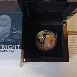 Australia at Night Barn Owl 2022 black proof silver coin