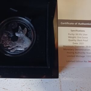Australia at Night Dingo 2021 black proof silver coin
