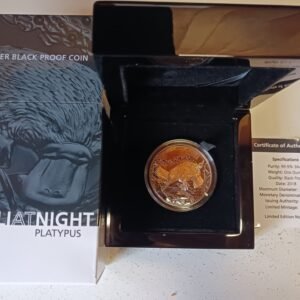 Australia at Night Platypus 2018 black proof silver coin