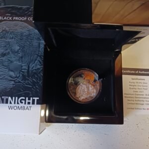 Australia at Night Wombat 2021 black proof silver coin