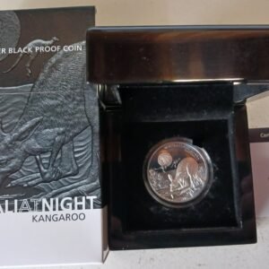 LOT076 2019 Australia at Night Kangaroo 1oz Silver Black Proof Coin