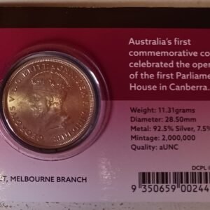1927 Canberra Florin Parliament House commemorative coin