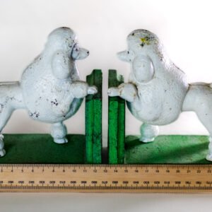 LOT021 pair of cast iron poodle dog bookends with ruler