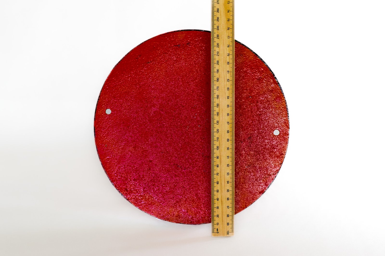 Vintage Coca-Cola cast iron round wall sign with measurement scale