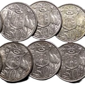 LOT 093 LOT OF 10 ROUND 1966 AUSTRALIAN 50 CENT COINS